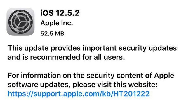 罗定苹果手机维修分享iOS12.5.2发布，建议所有老苹果用户安装 